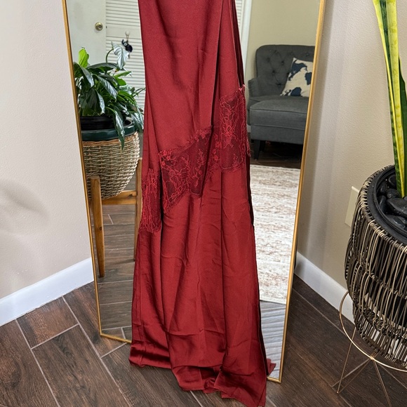 Meshki Chandra Burgundy lace silk Maxi Dress NWT - Picture 6 of 7